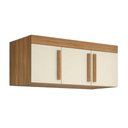 Ver imagem 1 de Armário Aéreo Multiuso Madrid 3 Portas 3 Prateleiras MDP 90cm Amadeirado e Off White