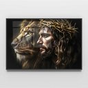Ver imagem 3 de Quadro Decorativo Leão de Judá Jesus Cristo Sala Quarto Casa Escritório