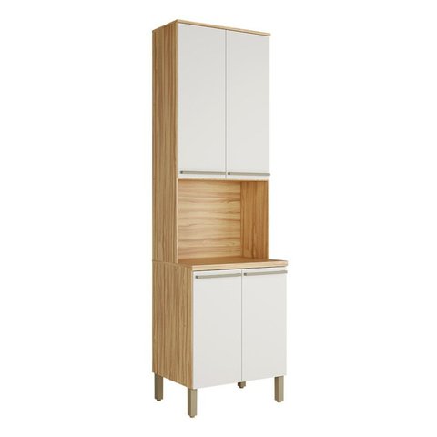 Paneleiro com 4 Portas e Espaço para Micro-Ondas 100% MDF Itália Espresso Móveis Bege/Amêndoa/Off Wh