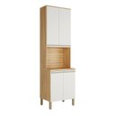 Ver imagem 1 de Paneleiro com 4 Portas e Espaço para Micro-Ondas 100% MDF Itália Espresso Móveis Bege/Amêndoa/Off Wh