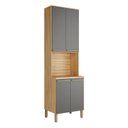 Ver imagem 1 de Paneleiro com 4 Portas e Espaço para Micro-Ondas 100% MDF Itália Espresso Móveis Cinza/Amêndoa/Chumb