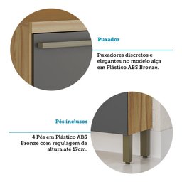 Paneleiro com 4 Portas e Espaço para Micro-ondas 100% Mdf Itália Espresso Móveis - 6