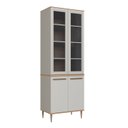 Ver imagem 3 de Armário Paneleiro 0,8m 4 Portas Vidro Fume Isabelle