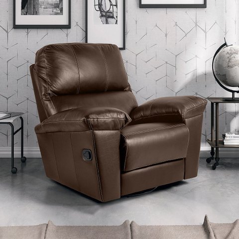 Poltrona do Papai de Couro Legítimo Reclinável Relax Marrom