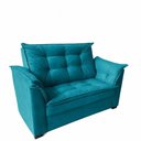 Ver imagem 5 de Sofá Conjunto Poltrona e Sofá Pequeno 2 Lugares Fixo 140cm Turquesa