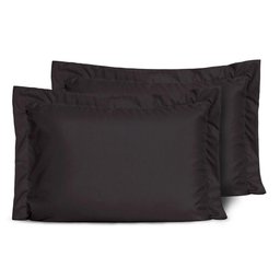 Kit Fronhas Slim com 3 Abas Percal 200 Fios 50cm X 70cm 2 Peças - Preto - 1