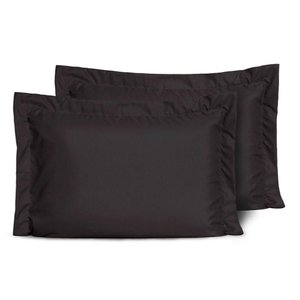 Kit Fronhas Slim com 3 Abas Percal 200 Fios 50cm X 70cm 2 Peças - Preto