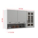 Ver imagem 4 de Armário Aéreo Modulado Vazado Com Vidro Fidelitá Viena 120cm 3 Portas