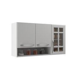 Armário Aéreo Modulado Vazado Com Vidro Fidelitá Viena 120cm 3 Portas - 3