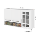 Ver imagem 3 de Armário Aéreo Modulado Vazado com Vidro Fidelitá Viena 120cm 3 Portas