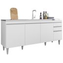 Ver imagem 1 de Balcão de Pia para Cozinha 180 Cm 4 Portas Athena Branco