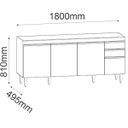 Ver imagem 4 de Balcão de Pia para Cozinha 180 Cm 4 Portas Athena Branco