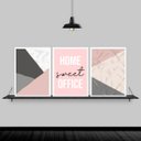 Ver imagem 2 de Kit 3 Quadros Home Office Feminino Rosa 33x24cm:Madeira preta