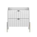 Ver imagem 1 de Mesa Cabeceira Retro Industrial Moriah 60cm Gavetas Laqueadas Branco com Champanhe