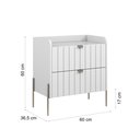 Ver imagem 7 de Mesa Cabeceira Retro Industrial Moriah 60cm Gavetas Laqueadas Branco com Champanhe