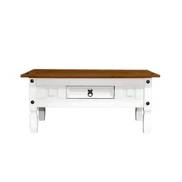 Mesa de Centro Branco Madeira Maciça 1 Gaveta - 1
