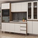 Ver imagem 1 de Cozinha Completa Modulada 4 Peças com Torre Quente Cristaleira e Balcão sem Tampo Bege/Ébano/Off White