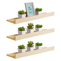 Kit 3 Prateleiras Porta Quadros 100 X 15cm Bege Claro Suporte Invisível - 1