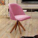 Ver imagem 1 de Poltrona Decorativa Gaia Giratória Madeira para Sala, Quarto, Recepção Rosa