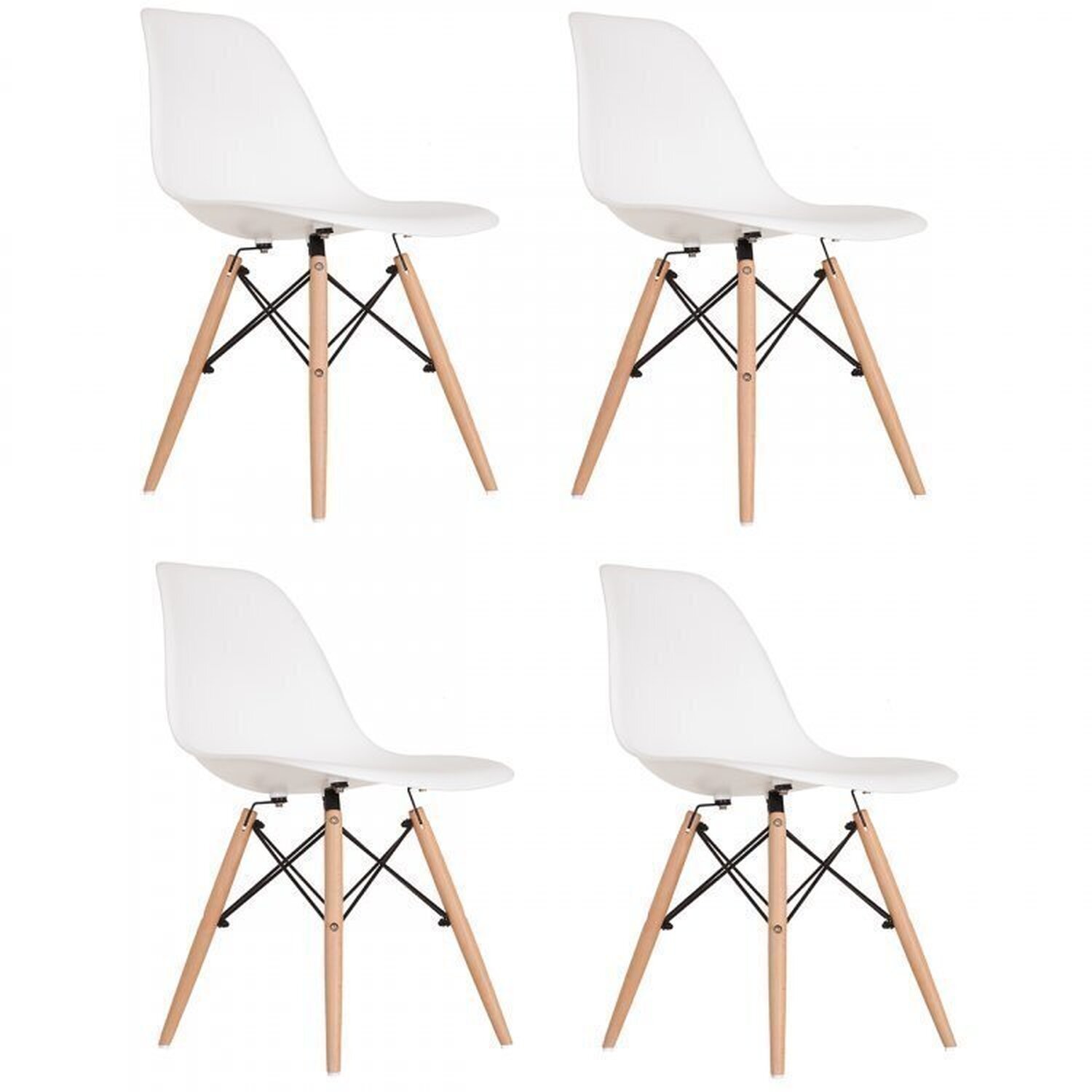 Conjunto Mesa Redonda 90cm Tampo em Mdf 4 Cadeiras Pp Base Madeira Eames Dsw-m - 5