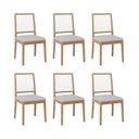 Ver imagem 1 de Kit 6 Cadeiras para Sala de Jantar Estofadas Marcela Cinza/Madeira