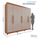 Ver imagem 5 de Guarda-Roupa Casal 6 Portas 4 Gavetas New Malibu Espresso Móveis Marrom/Cinamomo/Off White