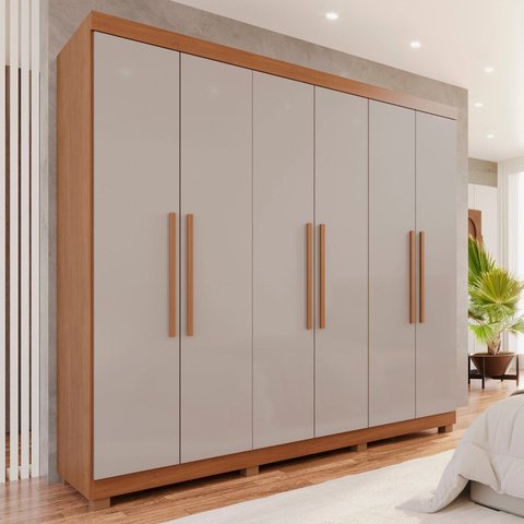 Guarda-Roupa Casal 6 Portas 4 Gavetas New Malibu Espresso Móveis Marrom/Cinamomo/Off White