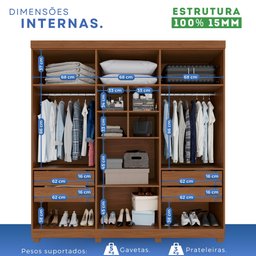 Guarda-Roupa Casal 6 Portas 4 Gavetas New Malibu Espresso Móveis - 4