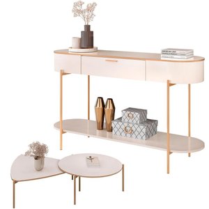 Kit Aparador Beca com 02 Mesas de Centro Ellie Trina D05 Off White