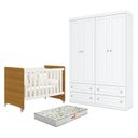 Ver imagem 1 de Berço Americano Evolution 4 em 1 Branco Acetinado Savana e Guarda Roupa Infantil Americano 4 Portas
