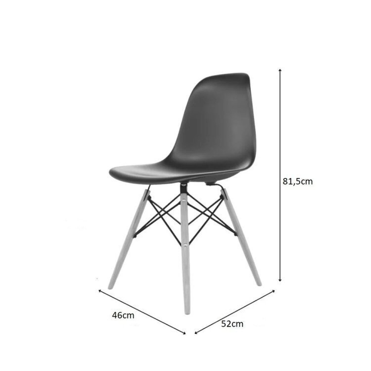 Conjunto Mesa Redonda 90cm Tampo em Mdf 4 Cadeiras Pp Base Madeira Eames Dsw-m - 5