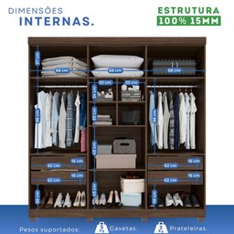 Guarda-Roupa Casal 6 Portas 4 Gavetas New Malibu Espresso Móveis - 5
