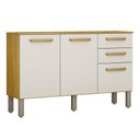 Ver imagem 5 de Balcão Athenas 110cm com 3 Portas 2 Gavetas Mobilihouse Cinamomo/Off White Acetinado