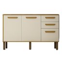 Ver imagem 2 de Balcão Athenas 110cm com 3 Portas 2 Gavetas Mobilihouse Cinamomo/Off White Acetinado
