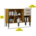 Ver imagem 3 de Balcão Athenas 110cm com 3 Portas 2 Gavetas Mobilihouse Cinamomo/Off White Acetinado
