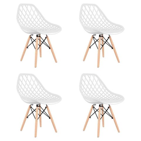Cadeira Kaila Dsw Base Madeira Branca - Branco