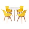 Mesa Inês 80cm Branca + 4 Cadeiras Leda - Amarela - 1