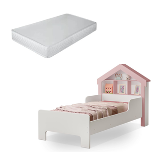 Cama Casinha Infantil Padrão Solteiro com Colchão Nichos e Proteção Lateral