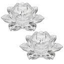 Ver imagem 1 de Kit 2 Porta Velas Castiçal Flor de Lotus Vidro Transparente Luxo - Tuut
