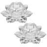 Kit 2 Porta Velas Castiçal Flor de Lotus Vidro Transparente Luxo - Tuut - 1