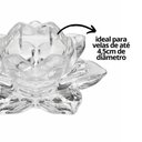 Ver imagem 3 de Kit 2 Porta Velas Castiçal Flor de Lotus Vidro Transparente Luxo - Tuut
