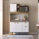 Ver imagem 1 de Cozinha Compacta 4 Portas 1 Gaveta 120cm Azaleia Yescasa Bege/Mel/Branco