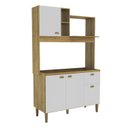 Ver imagem 2 de Cozinha Compacta 4 Portas 1 Gaveta 120cm Azaleia Yescasa Bege/Mel/Branco