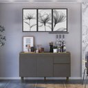 Ver imagem 1 de Balcão de Cozinha 3 Portas e 1 Gaveta 150cm New York Yescasa Preto/Mel/Grafite