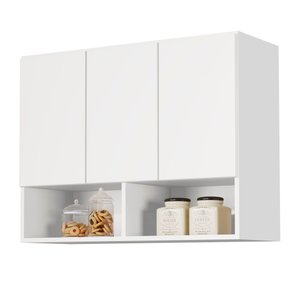 Armario Aéreo Multiuso Quarto Sala Cozinha Bela 3 Portas:branco