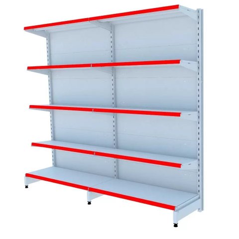 Gondola Parede 1,70m Amapá Flex Kit 2 Metros Branco Porta Etiqueta Vermelho - 2220