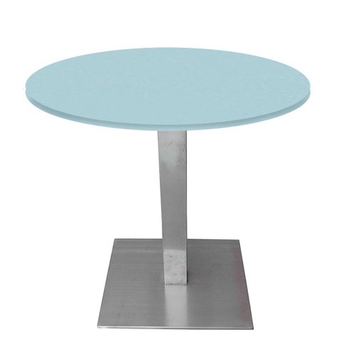 Mesa Alpha Inox 73,50 Cm (alt) Base Quadrada Tampo Mdp Redondo 60 Cm (larg) X 2,50 Cm (alt) Cinza