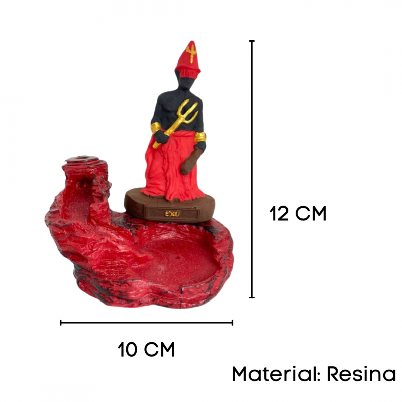 Incensário Cascata Orixás em Resina 12 Cm - Escolha a Cor:orixá Exú - 2