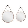 Kit 2 Espelhos Adnet Redondo 45cm e 60cm Marrom + Suporte - 1
