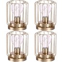 Ver imagem 1 de Kit 4 Abajur de Mesa Geométrico Metal Dourado Lâmpada Led